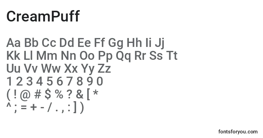 CreamPuff (124154)フォント–アルファベット、数字、特殊文字