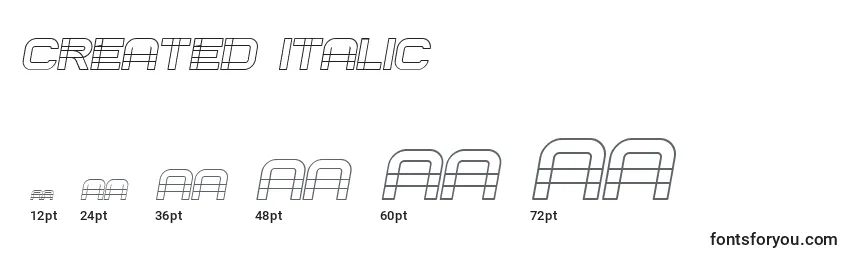Размеры шрифта Created Italic