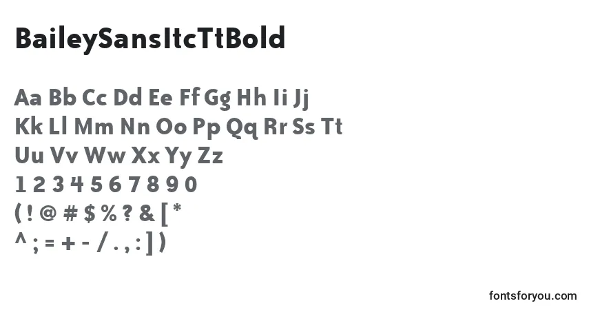 A fonte BaileySansItcTtBold – alfabeto, números, caracteres especiais