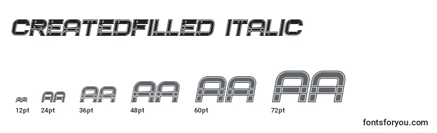 CreatedFilled Italic-fontin koot