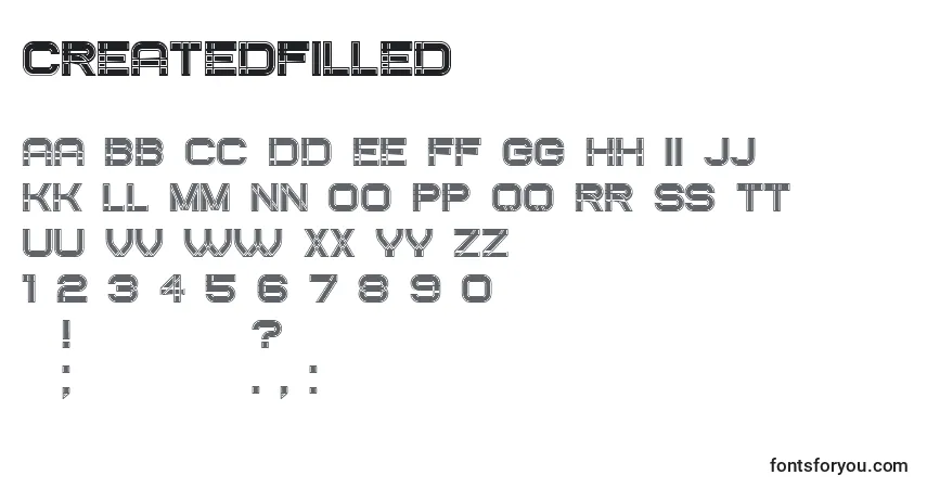 Шрифт CreatedFilled – алфавит, цифры, специальные символы