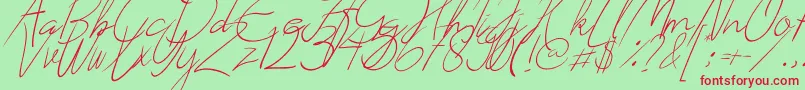 Creates-fontti – punaiset fontit vihreällä taustalla