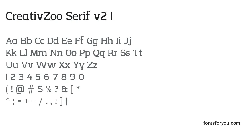 A fonte CreativZoo Serif v2 1 – alfabeto, números, caracteres especiais