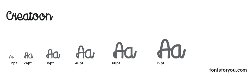 Creatoon Font Sizes