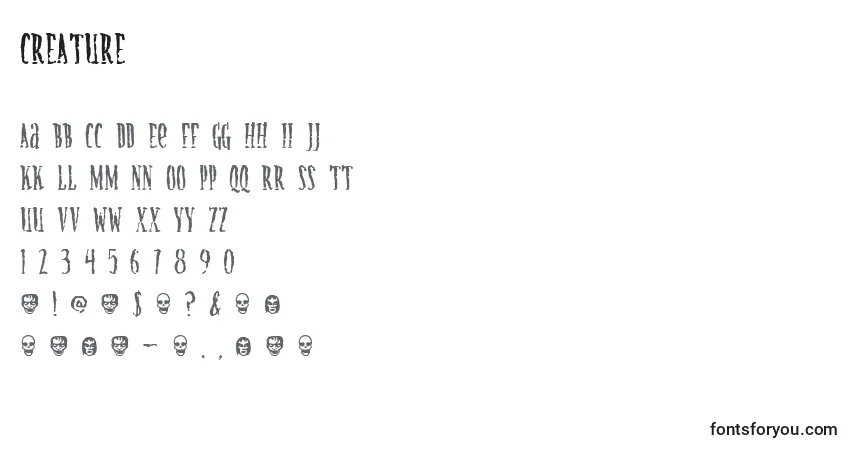 Schriftart CREATURE (124170) – Alphabet, Zahlen, spezielle Symbole