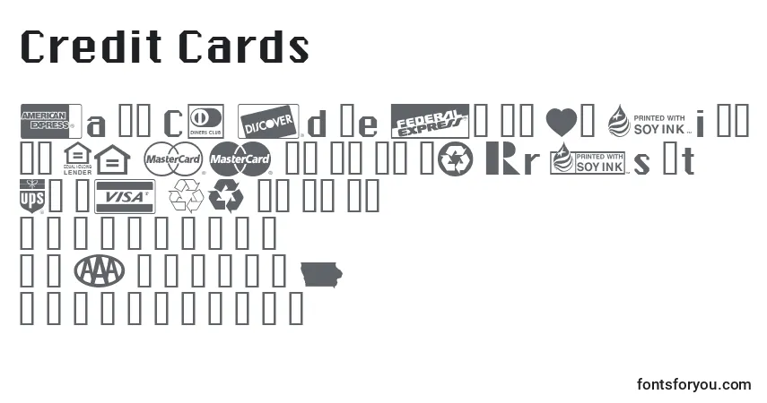 A fonte Credit Cards – alfabeto, números, caracteres especiais