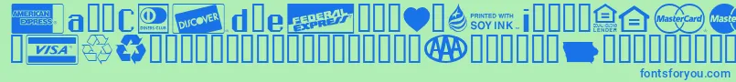 fuente Credit Cards – Fuentes Azules Sobre Fondo Verde