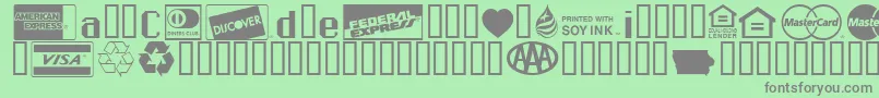 Czcionka Credit Cards – szare czcionki na zielonym tle