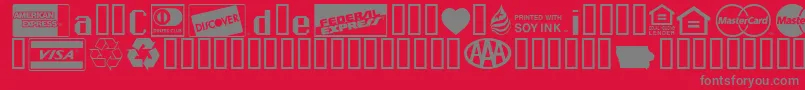Credit Cards-Schriftart – Graue Schriften auf rotem Hintergrund