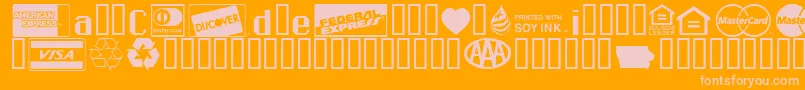 Fonte Credit Cards – fontes rosa em um fundo laranja