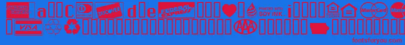 Credit Cards Font – Red Fonts on Blue Background