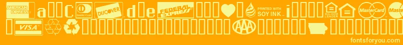 Шрифт Credit Cards – жёлтые шрифты на оранжевом фоне