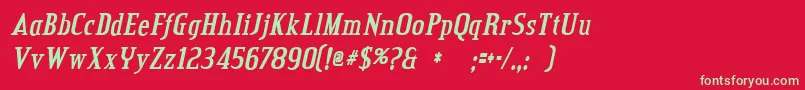 フォントcredit valley bold italic – 赤い背景に緑の文字