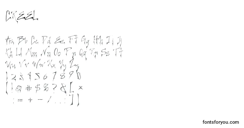 Schriftart CREEL    (124181) – Alphabet, Zahlen, spezielle Symbole
