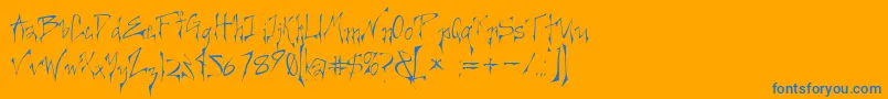 CREEL   -Schriftart – Blaue Schriften auf orangefarbenem Hintergrund