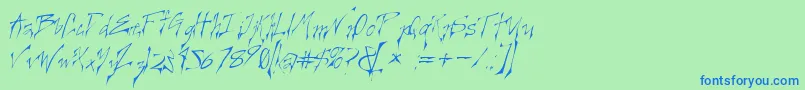 CREELO  -Schriftart – Blaue Schriften auf grünem Hintergrund