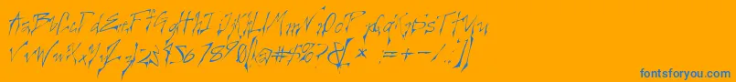 CREELO  -Schriftart – Blaue Schriften auf orangefarbenem Hintergrund