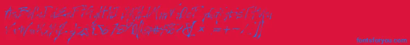 CREELO  -fontti – siniset fontit punaisella taustalla