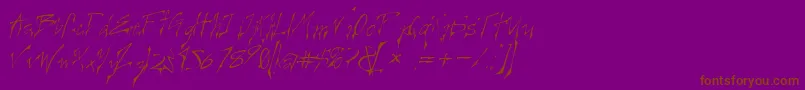 CREELO  -Schriftart – Braune Schriften auf violettem Hintergrund