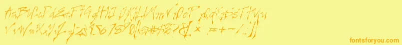 フォントCREELO   – オレンジの文字が黄色の背景にあります。