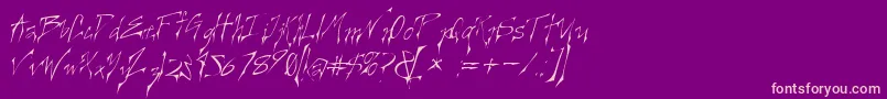 CREELO  -fontti – vaaleanpunaiset fontit violetilla taustalla