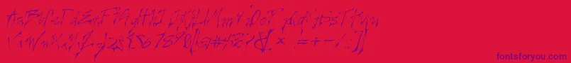 CREELO  -fontti – violetit fontit punaisella taustalla