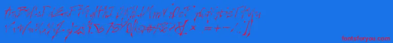 CREELO  -Schriftart – Rote Schriften auf blauem Hintergrund