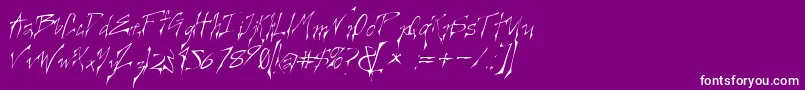 CREELO  -fontti – valkoiset fontit violetilla taustalla