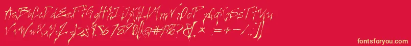 CREELO  -fontti – keltaiset fontit punaisella taustalla