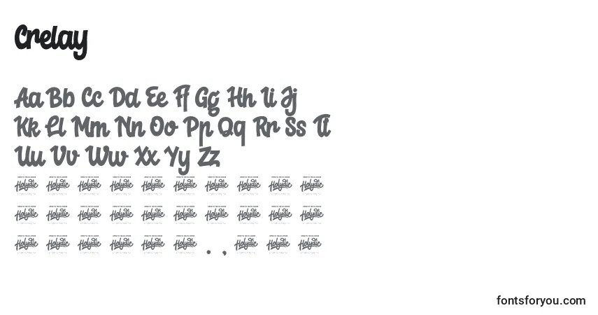 Schriftart Crelay – Alphabet, Zahlen, spezielle Symbole