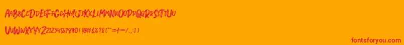 フォントCreshex Brush – オレンジの背景に赤い文字