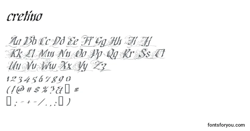 A fonte Cretino (124188) – alfabeto, números, caracteres especiais