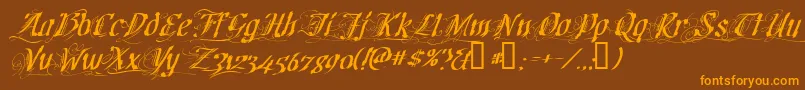 cretino-Schriftart – Orangefarbene Schriften auf braunem Hintergrund