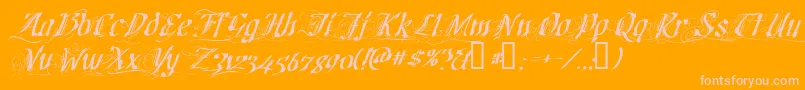 cretino-Schriftart – Rosa Schriften auf orangefarbenem Hintergrund