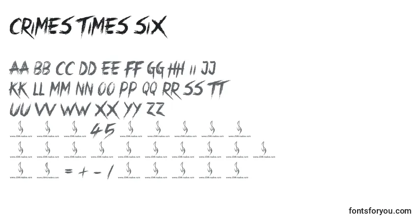 A fonte Crimes Times Six – alfabeto, números, caracteres especiais