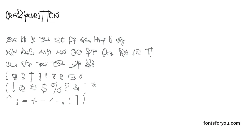 Czcionka Crazywritten – alfabet, cyfry, specjalne znaki