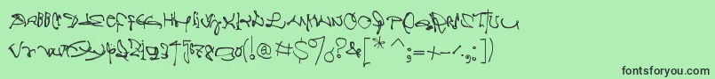 Crazywritten Font – Black Fonts on Green Background