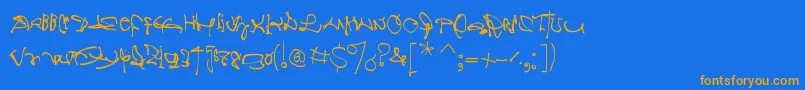 Crazywritten Font – Orange Fonts on Blue Background