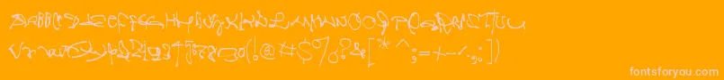 Crazywritten-Schriftart – Rosa Schriften auf orangefarbenem Hintergrund