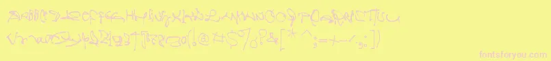 Fonte Crazywritten – fontes rosa em um fundo amarelo