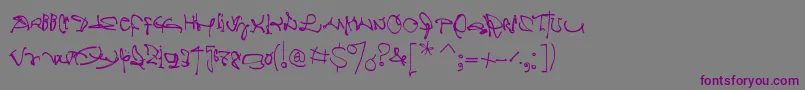 Crazywritten-fontti – violetit fontit harmaalla taustalla
