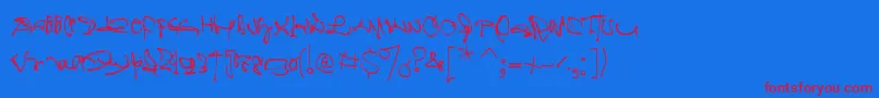 Crazywritten-fontti – punaiset fontit sinisellä taustalla