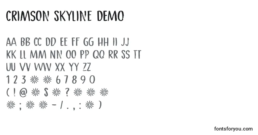 Crimson Skyline DEMO-fontti – aakkoset, numerot, erikoismerkit