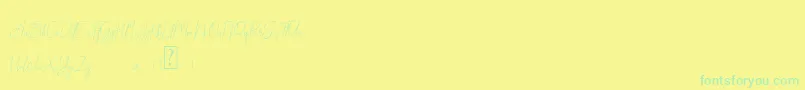 Fonte cristin – fontes verdes em um fundo amarelo
