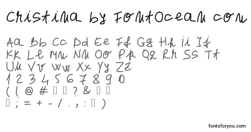 Czcionka Cristina by FontOcean com – alfabet, cyfry, specjalne znaki