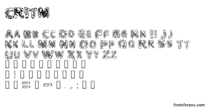 Czcionka CRITM    – alfabet, cyfry, specjalne znaki