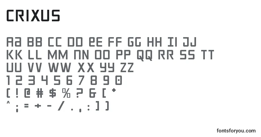 Czcionka Crixus (124197) – alfabet, cyfry, specjalne znaki