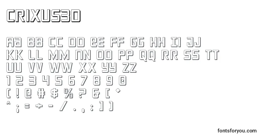 Czcionka Crixus3d (124198) – alfabet, cyfry, specjalne znaki