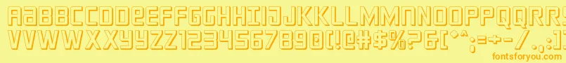crixus3d-Schriftart – Orangefarbene Schriften auf gelbem Hintergrund