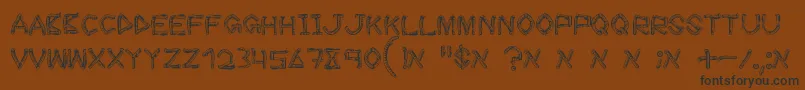 WoodSticks-Schriftart – Schwarze Schriften auf braunem Hintergrund